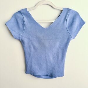 Light Blue V-Neck Women's Top